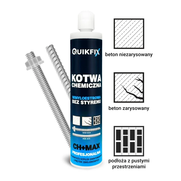 QUIKFIX VSF 300ml Kotwa chemiczna winyloestrowa - zastosowania 1500px.webp