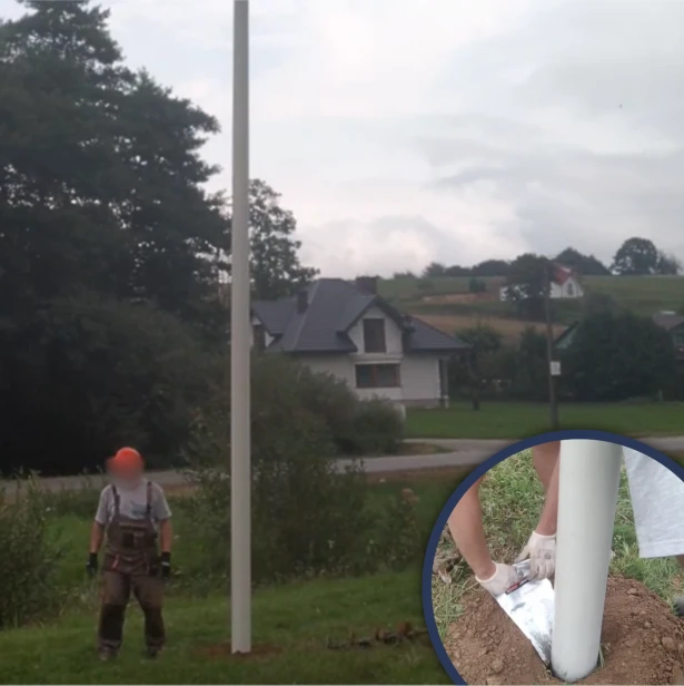 Zastosowanie masy Quikset w montażu słupków telekomunikacyjnych.webp