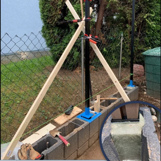 Zastosowanie masy Quikset w montażu ogrodzenia w pustakach.webp